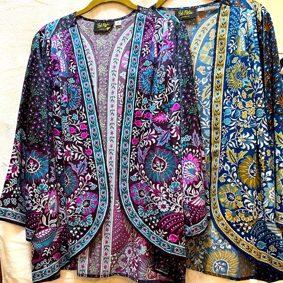 Bob Mackie Festival Print Silky Kimono Set - Picture 1 of 6